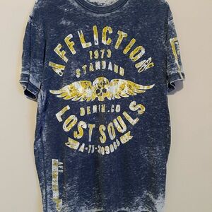 Affliction Denim Co Tee in Blue and Yellow